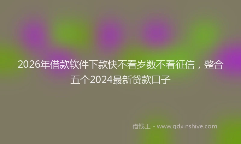 2026年借款软件下款快不看岁数不看征信，整合五个2024最新贷款口子