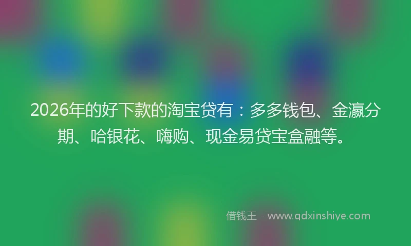 2026年的好下款的淘宝贷有:多多钱包、金瀛分期、哈银花、嗨购、现金易贷宝盒融等。