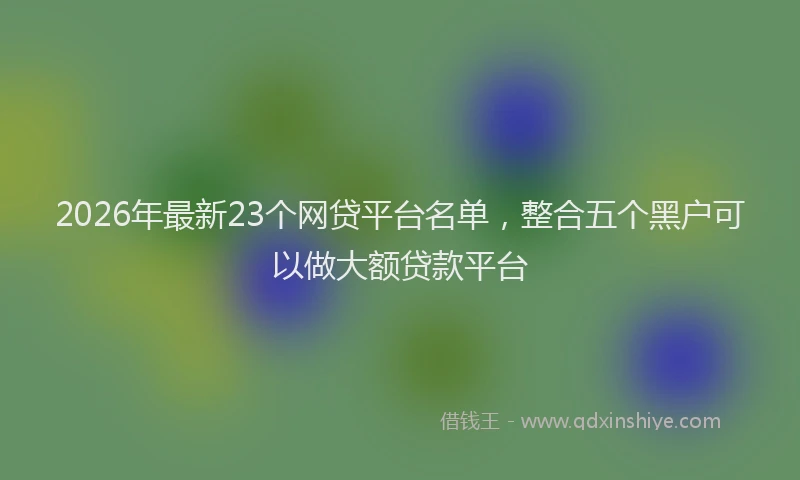2026年最新23个网贷平台名单，整合五个黑户可以做大额贷款平台