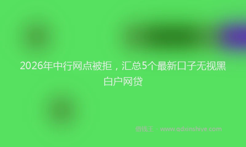 2026年中行网点被拒，汇总5个最新口子无视黑白户网贷