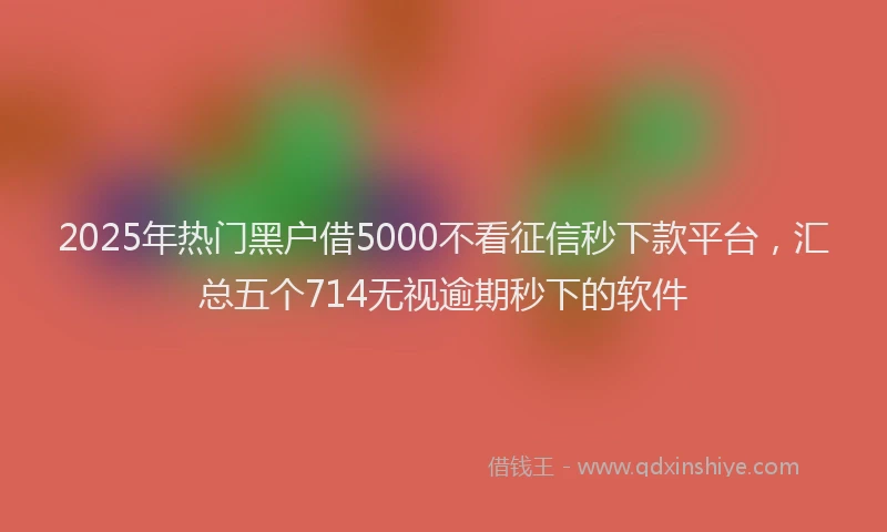2025年热门黑户借5000不看征信秒下款平台，汇总五个714无视逾期秒下的软件