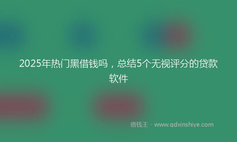2025年热门黑借钱吗，总结5个无视评分的贷款软件