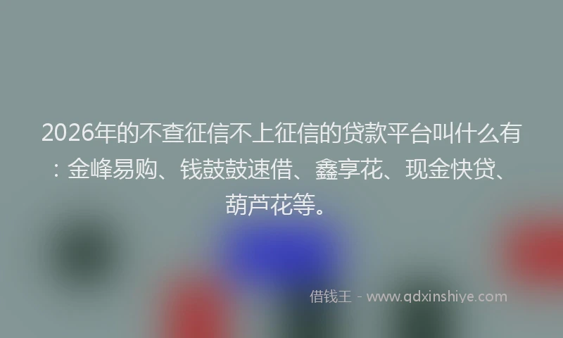 2026年的不查征信不上征信的贷款平台叫什么有：金峰易购、钱鼓鼓速借、鑫享花、现金快贷、葫芦花等。