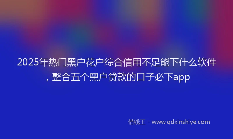 2025年热门黑户花户综合信用不足能下什么软件，整合五个黑户贷款的口子必下app
