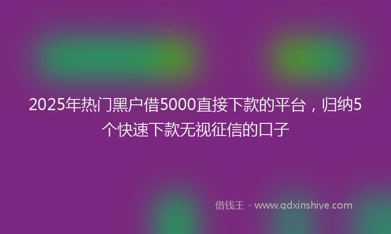 2025年热门黑户借5000直接下款的平台，归纳5个快速下款无视征信的口子