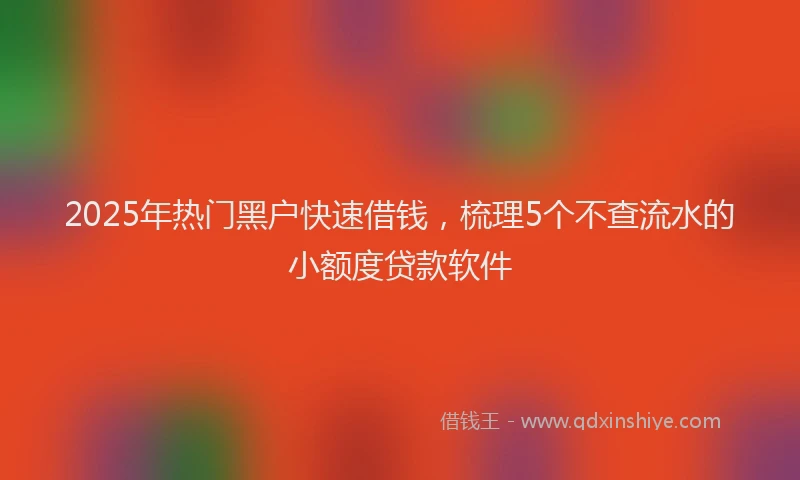 2025年热门黑户快速借钱,梳理5个不查流水的小额度贷款软件