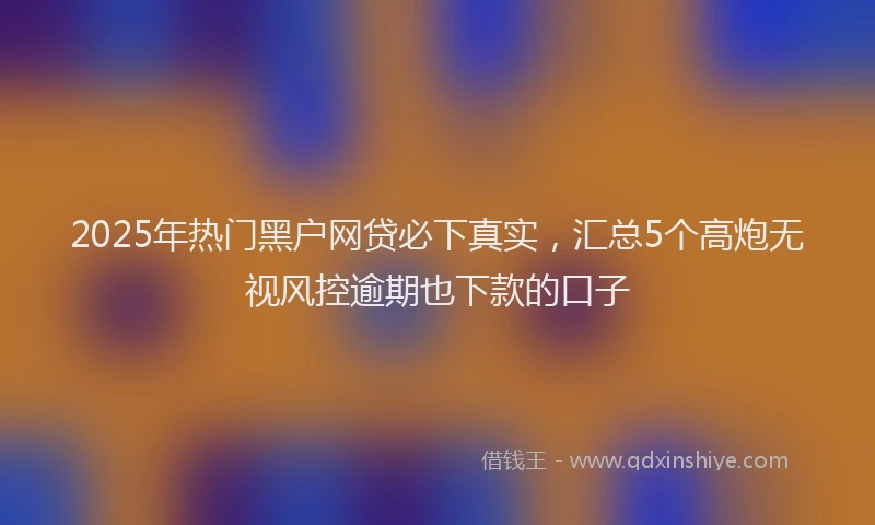 2025年热门黑户网贷必下真实，汇总5个高炮无视风控逾期也下款的口子