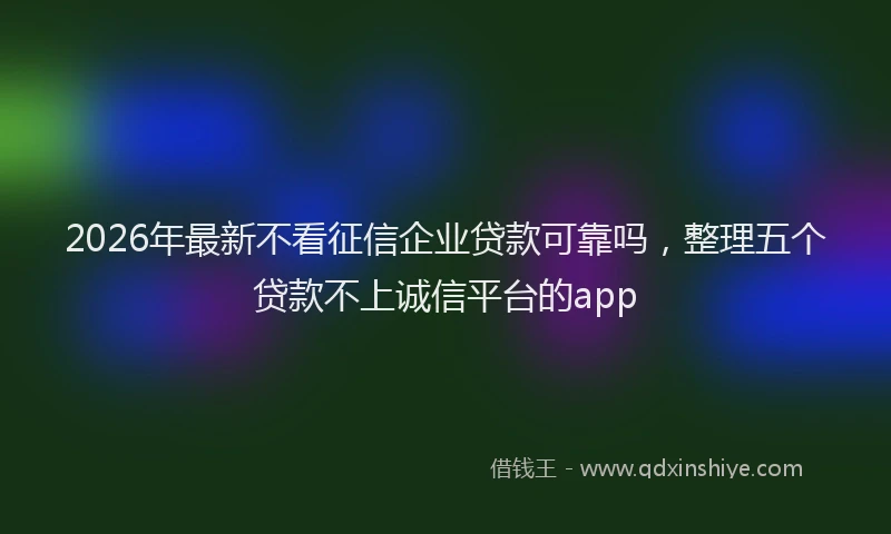 2026年最新不看征信企业贷款可靠吗，整理五个贷款不上诚信平台的app