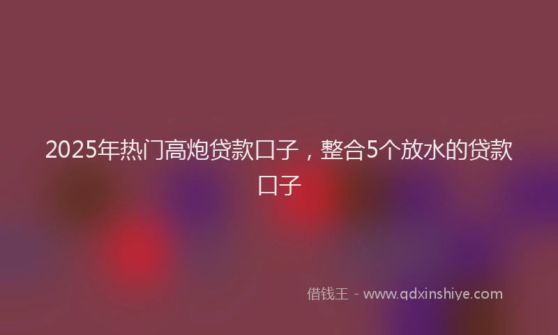 2025年热门高炮贷款口子，整合5个放水的贷款口子