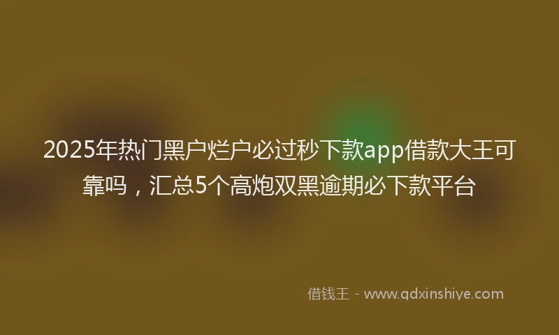 2025年热门黑户烂户必过秒下款app借款大王可靠吗,汇总5个高炮双黑逾期必下款平台