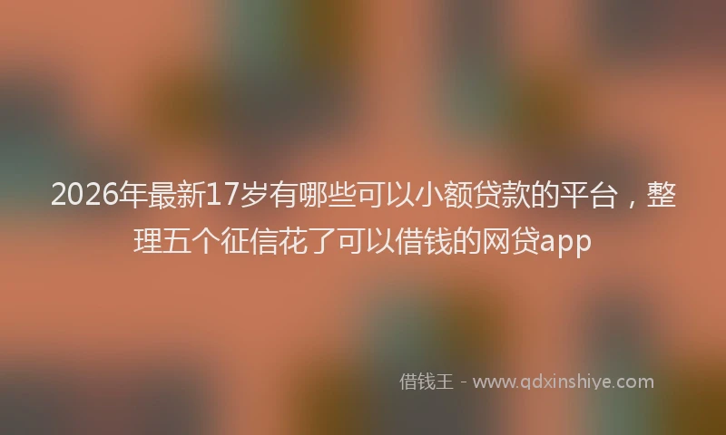 2026年最新17岁有哪些可以小额贷款的平台,整理五个征信花了可以借钱的网贷app
