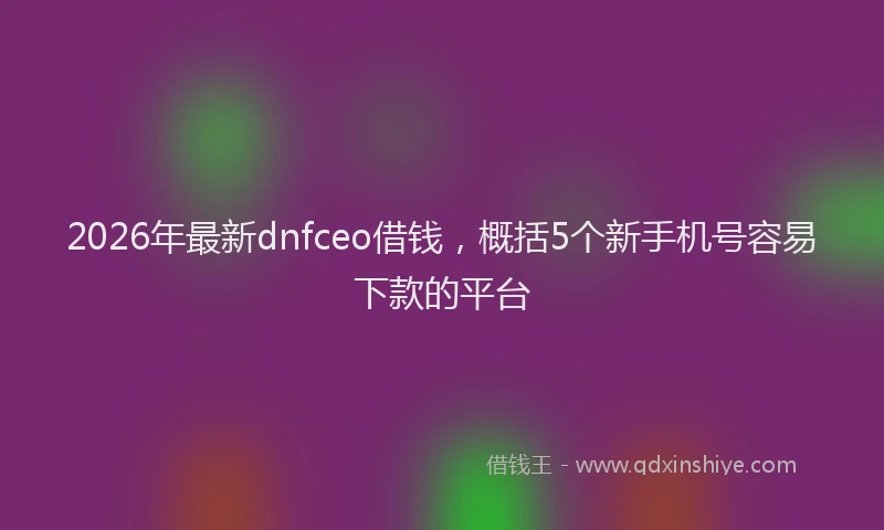 2026年最新dnfceo借钱，概括5个新手机号容易下款的平台