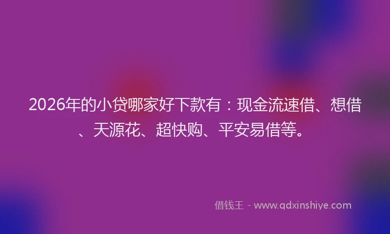 2026年的小贷哪家好下款有：现金流速借、想借、天源花、超快购、平安易借等。