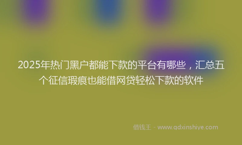 2025年热门黑户都能下款的平台有哪些,汇总五个征信瑕疵也能借网贷轻松下款的软件