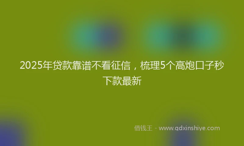 2025年贷款靠谱不看征信，梳理5个高炮口子秒下款最新