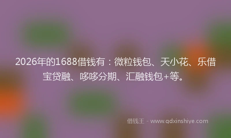 2026年的1688借钱有:微粒钱包、天小花、乐借宝贷融、哆哆分期、汇融钱包+等。