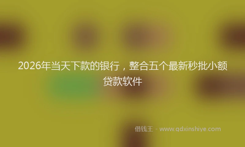 2026年当天下款的银行，整合五个最新秒批小额贷款软件