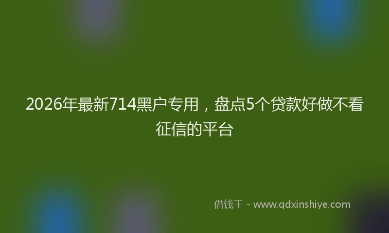 2026年最新714黑户专用，盘点5个贷款好做不看征信的平台