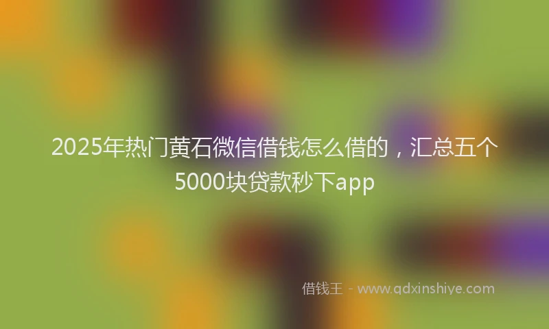 2025年热门黄石微信借钱怎么借的，汇总五个5000块贷款秒下app