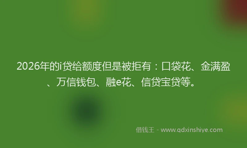 2026年的i贷给额度但是被拒有:口袋花、金满盈、万信钱包、融e花、信贷宝贷等。