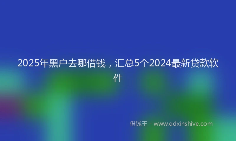 2025年黑户去哪借钱，汇总5个2024最新贷款软件