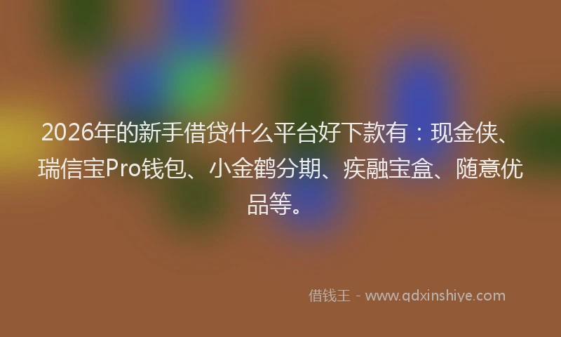 2026年的新手借贷什么平台好下款有：现金侠、瑞信宝Pro钱包、小金鹤分期、疾融宝盒、随意优品等。