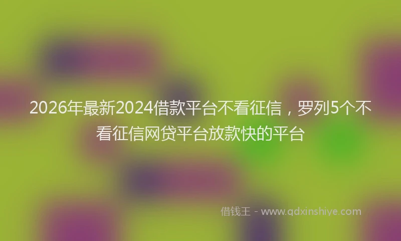 2026年最新2024借款平台不看征信,罗列5个不看征信网贷平台放款快的平台