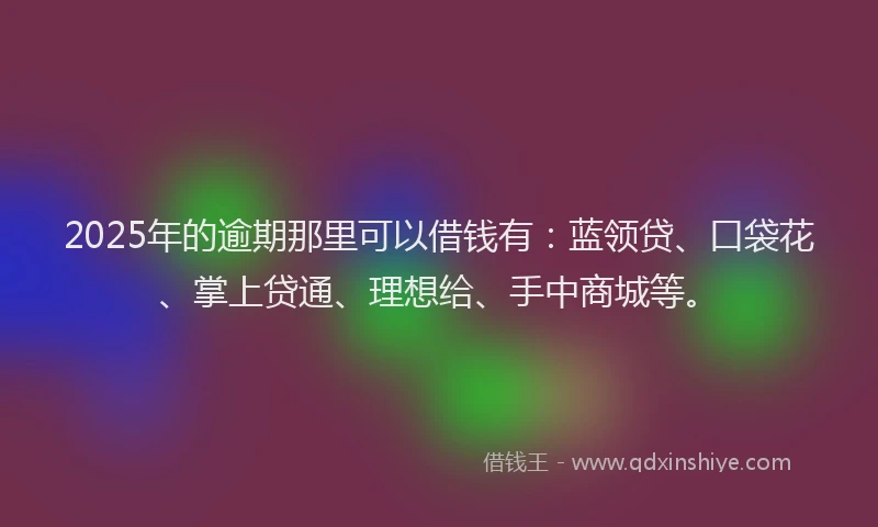 2025年的逾期那里可以借钱有：蓝领贷、口袋花、掌上贷通、理想给、手中商城等。
