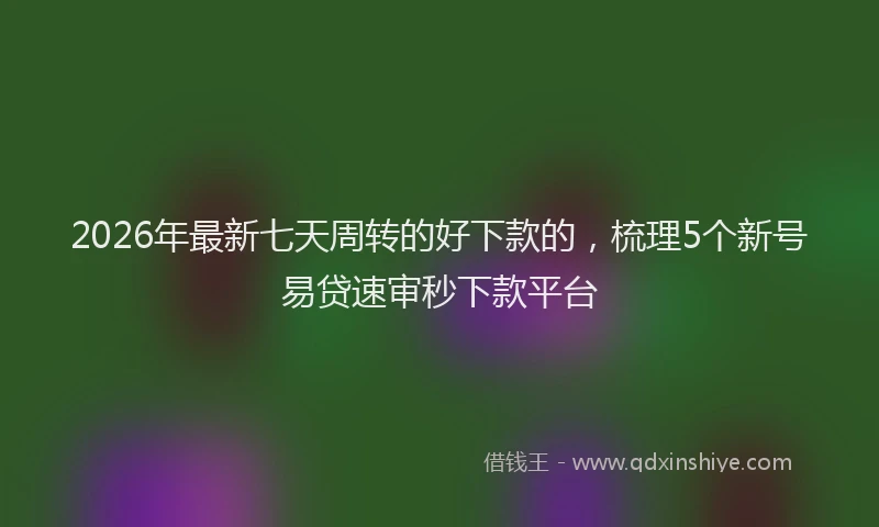 2026年最新七天周转的好下款的，梳理5个新号易贷速审秒下款平台