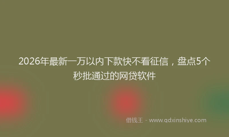 2026年最新一万以内下款快不看征信，盘点5个秒批通过的网贷软件