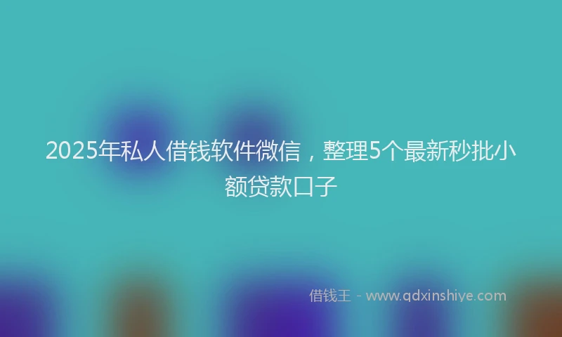 2025年私人借钱软件微信，整理5个最新秒批小额贷款口子