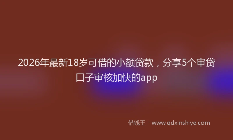 2026年最新18岁可借的小额贷款，分享5个审贷口子审核加快的app