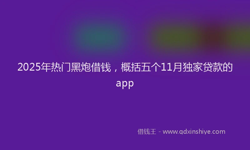 2025年热门黑炮借钱,概括五个11月独家贷款的app