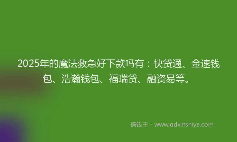 2025年的魔法救急好下款吗有:快贷通、金速钱包、浩瀚钱包、福瑞贷、融资易等。