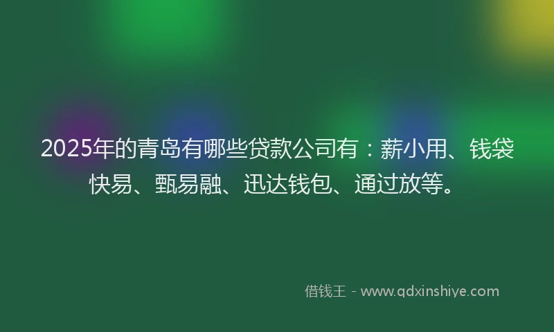 2025年的青岛有哪些贷款公司有：薪小用、钱袋快易、甄易融、迅达钱包、通过放等。