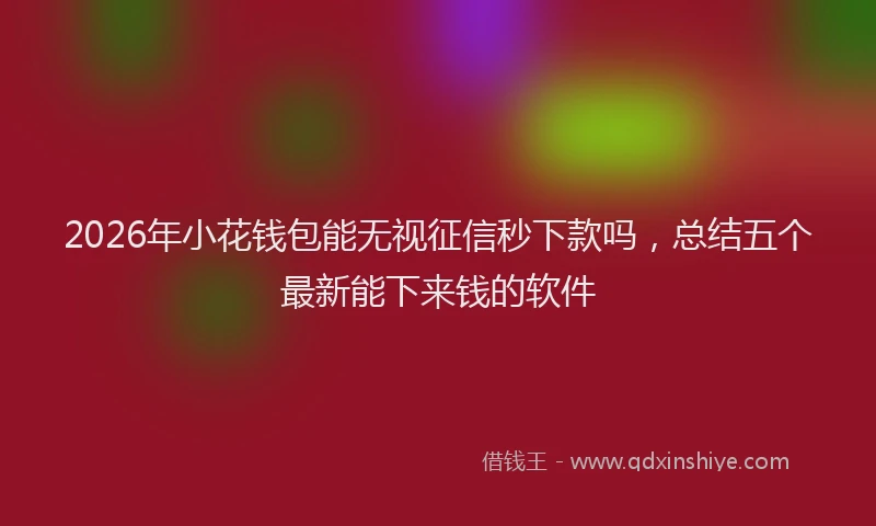 2026年小花钱包能无视征信秒下款吗,总结五个最新能下来钱的软件
