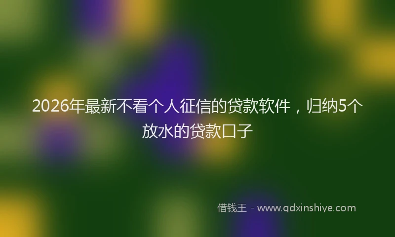 2026年最新不看个人征信的贷款软件,归纳5个放水的贷款口子
