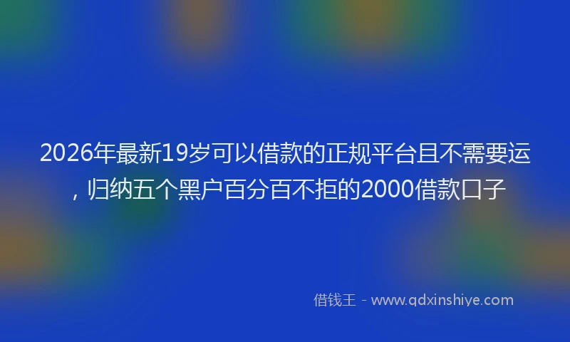 2026年最新19岁可以借款的正规平台且不需要运，归纳五个黑户百分百不拒的2000借款口子