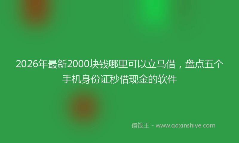 2026年最新2000块钱哪里可以立马借,盘点五个手机身份证秒借现金的软件