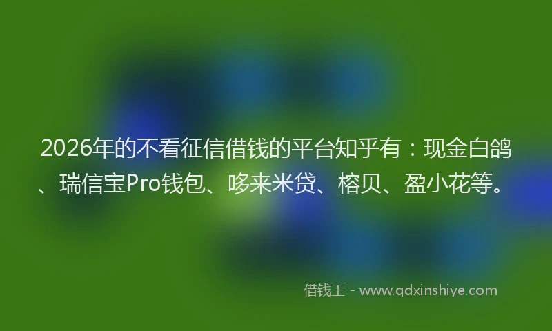 2026年的不看征信借钱的平台知乎有:现金白鸽、瑞信宝Pro钱包、哆来米贷、榕贝、盈小花等。