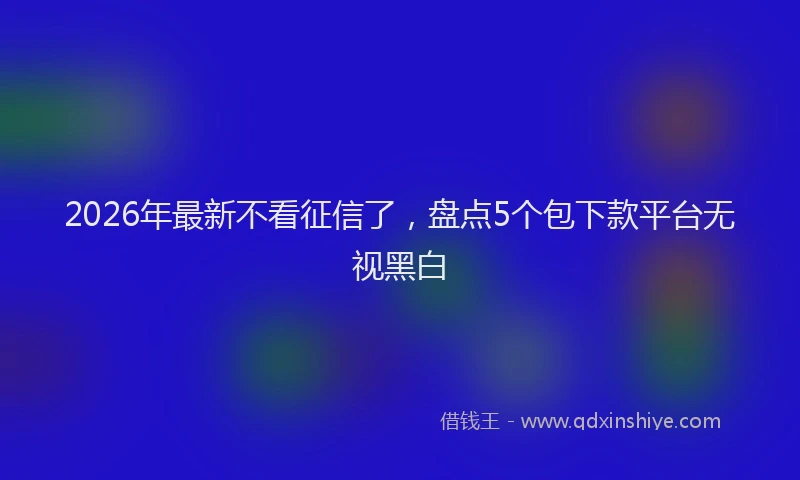 2026年最新不看征信了，盘点5个包下款平台无视黑白