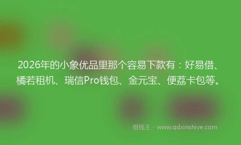 2026年的小象优品里那个容易下款有：好易借、橘若租机、瑞信Pro钱包、金元宝、便荔卡包等。