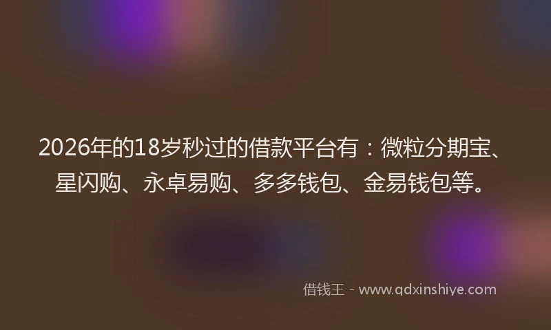 2026年的18岁秒过的借款平台有:微粒分期宝、星闪购、永卓易购、多多钱包、金易钱包等。