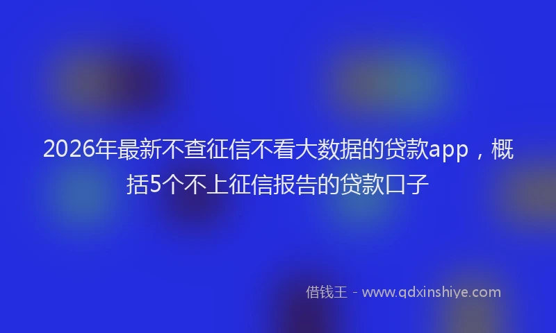 2026年最新不查征信不看大数据的贷款app,概括5个不上征信报告的贷款口子