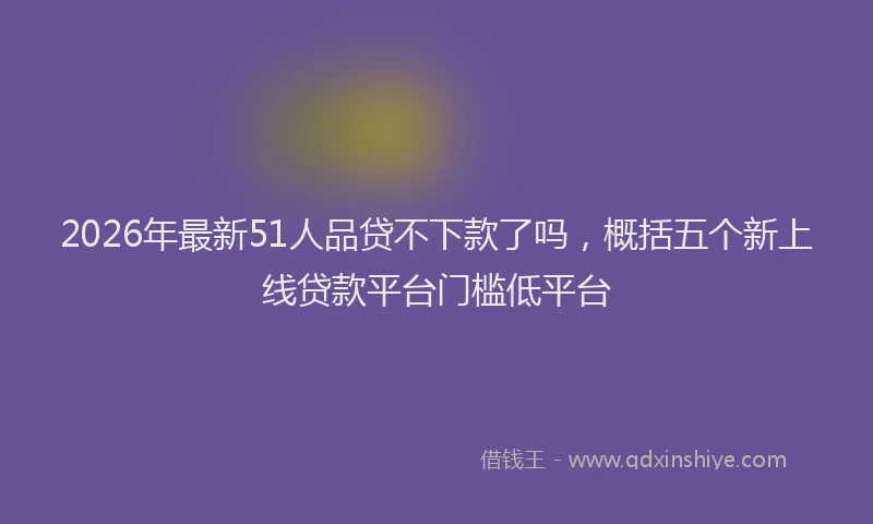 2026年最新51人品贷不下款了吗，概括五个新上线贷款平台门槛低平台