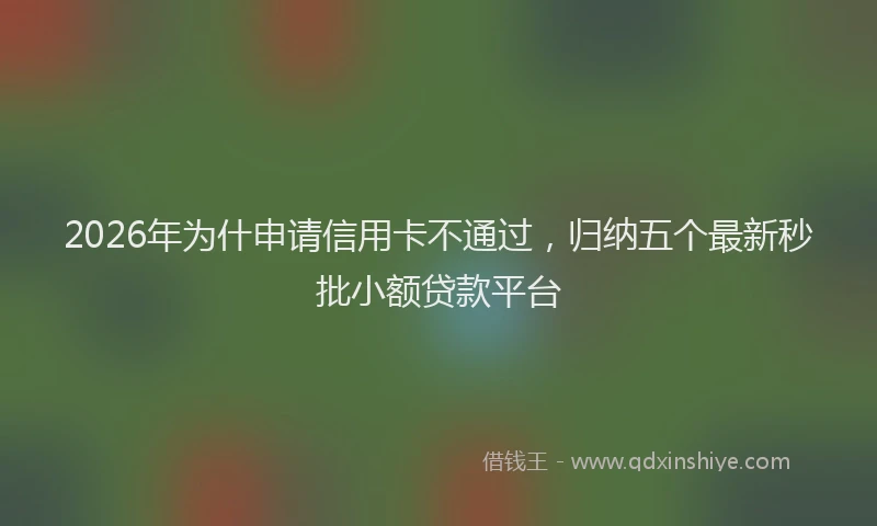 2026年为什申请信用卡不通过，归纳五个最新秒批小额贷款平台