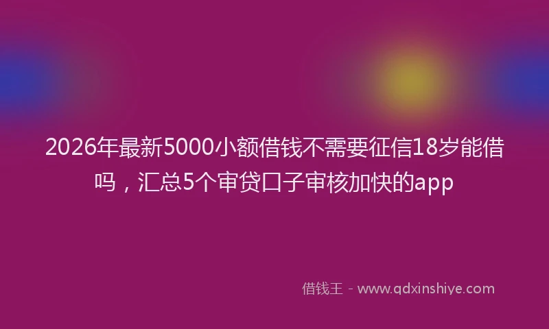 2026年最新5000小额借钱不需要征信18岁能借吗，汇总5个审贷口子审核加快的app
