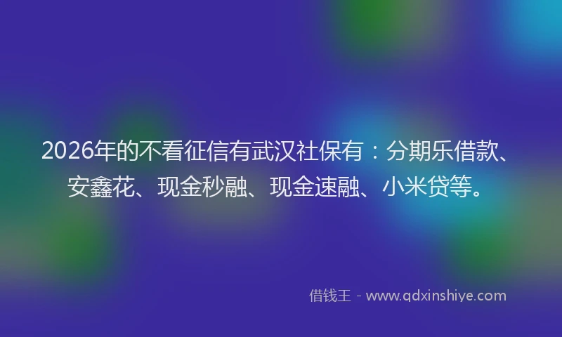2026年的不看征信有武汉社保有:分期乐借款、安鑫花、现金秒融、现金速融、小米贷等。