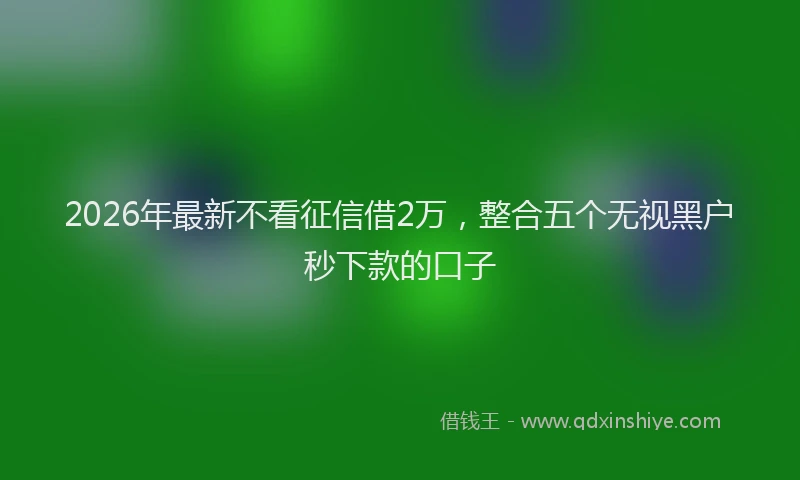 2026年最新不看征信借2万，整合五个无视黑户秒下款的口子