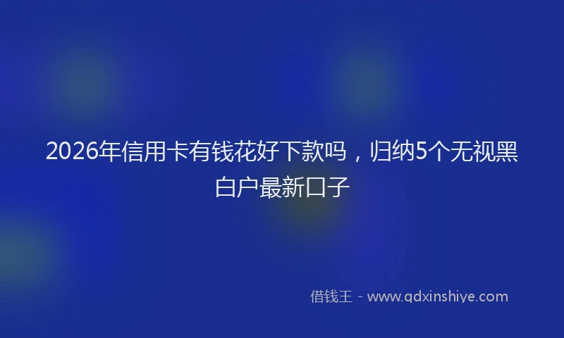 2026年信用卡有钱花好下款吗，归纳5个无视黑白户最新口子